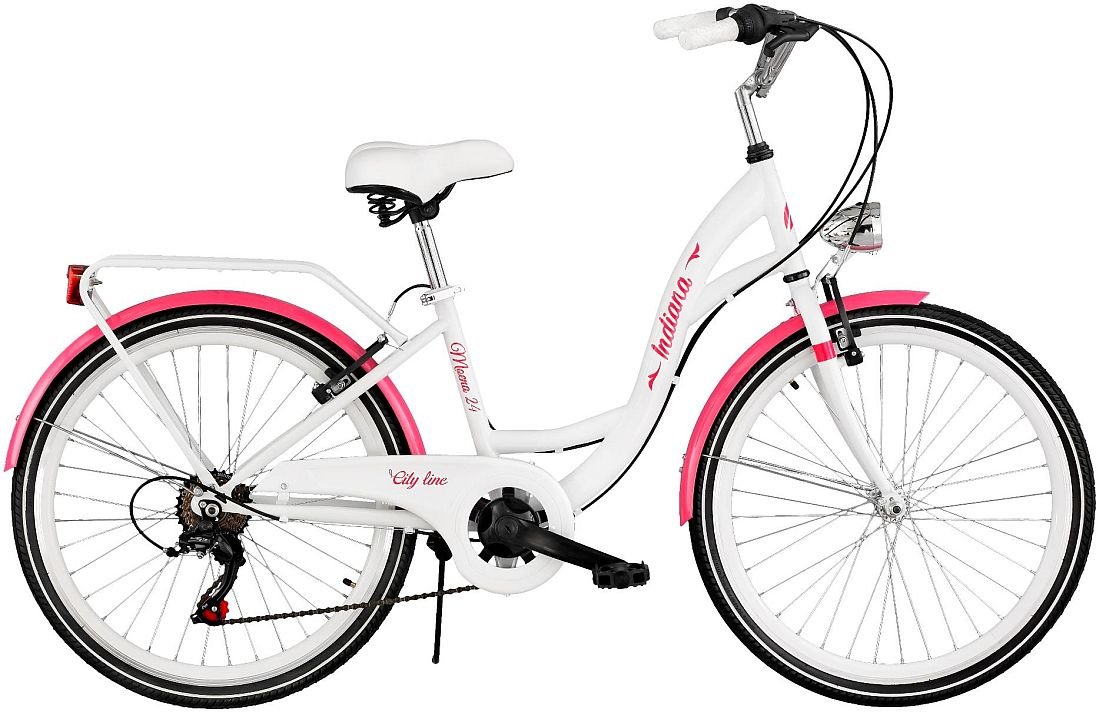 Rower Miejski INDIANA Moena 24 Biało-różowy 