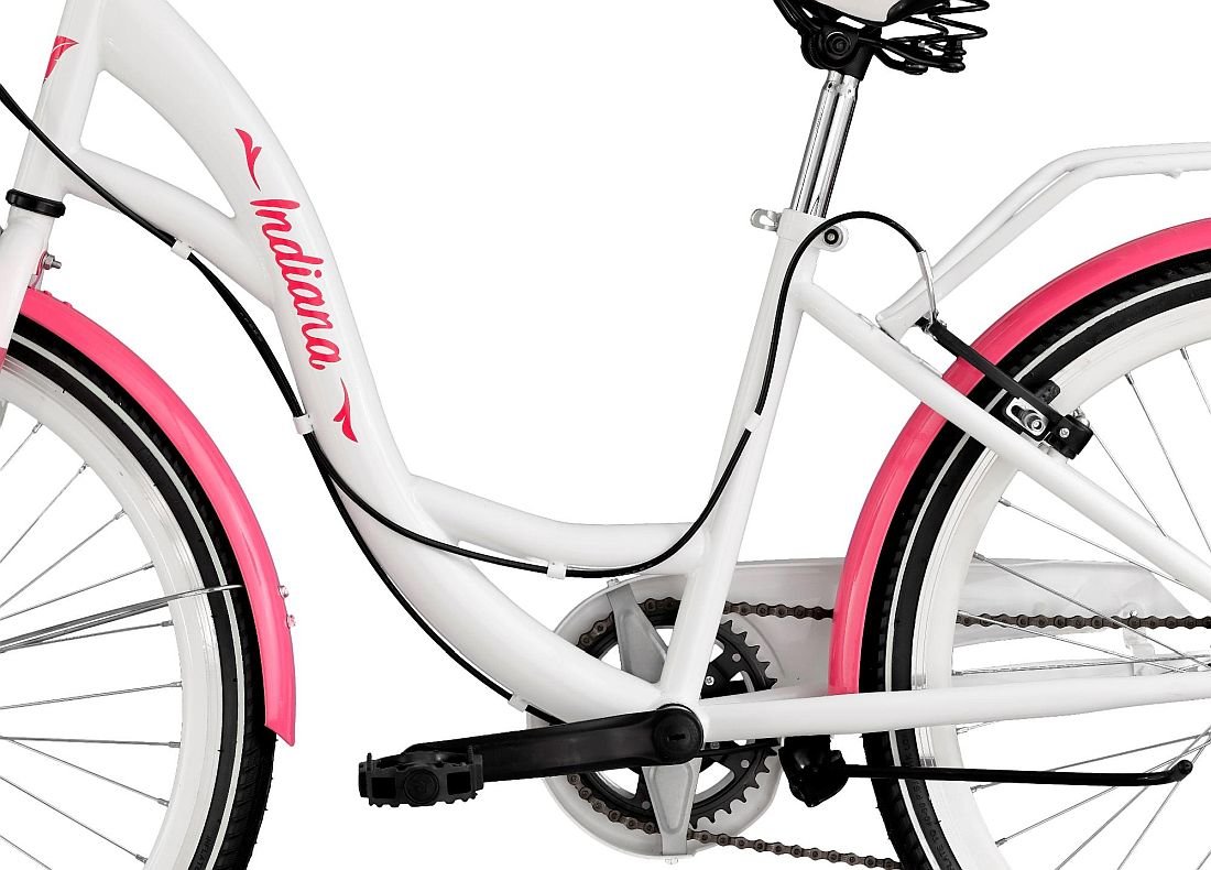 Rower Miejski INDIANA Moena 24 Biało-różowy  - Rama