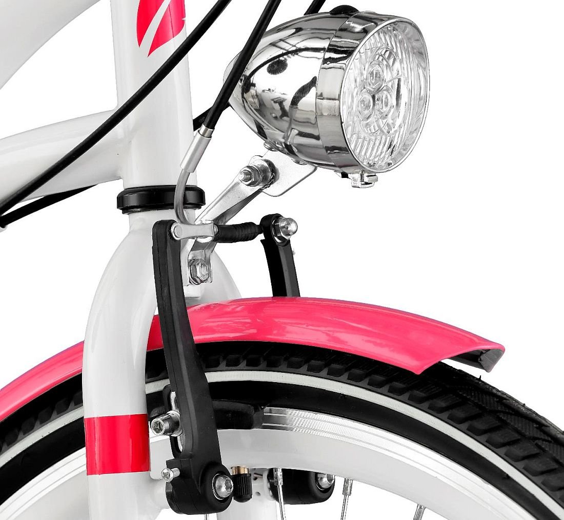 Rower Miejski INDIANA Moena 24 Biało-różowy  - hamulec