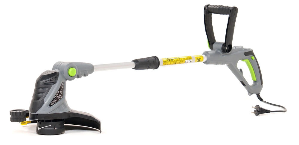 Podkaszarka elektryczna NAC TE55-DW Podkaszarka elektryczna NAC TE55-DW w całości, prezentująca czarno-czerwoną obudowę, regulowany drążek oraz osłonę głowicy żyłkowej na białym tle.