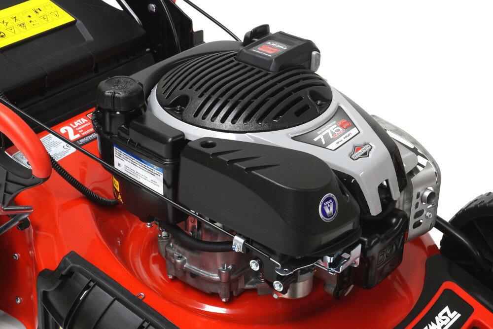 Kosiarka spalinowa HORTMASZ HKS 753 NBE BS775IS jednocylindrowy silnik BRIGGS&STRATTON serii 775is DOV rozruchem InStart długą bezawaryjną pracę akumulator litowo-jonowy pojemność maksymalnym momentem obrotowym