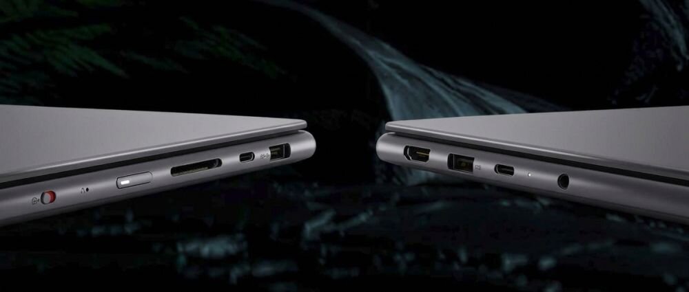 Zbliżenie na złącza dostępne z boku obudowy laptopa LENOVO Yoga Pro 9 Gen 11.