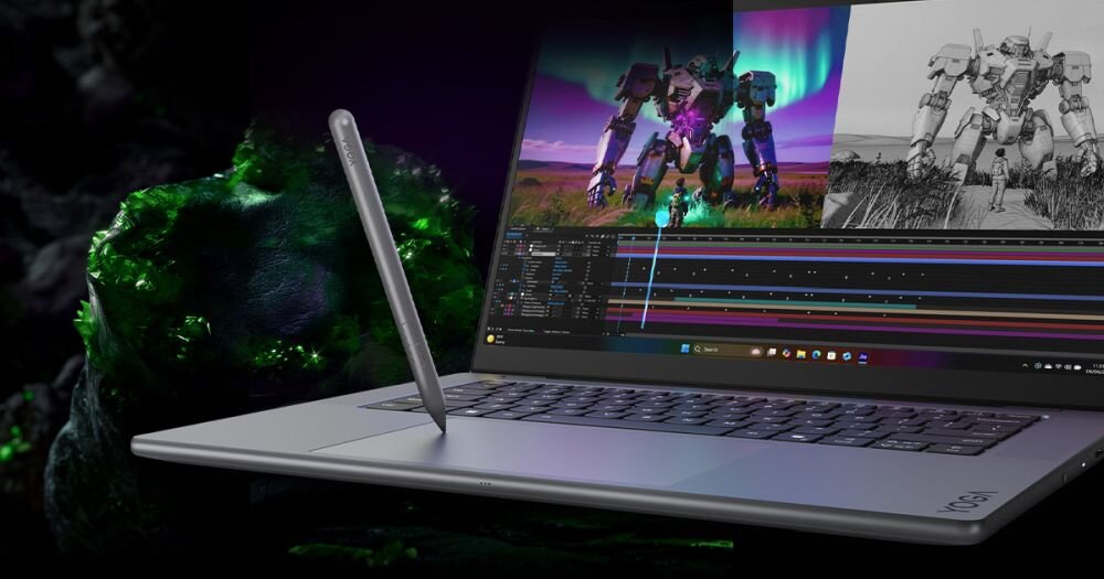 Osoba korzystająca z rysika na dotykowym ekranie laptopa LENOVO Yoga Pro 9 Gen 11.
