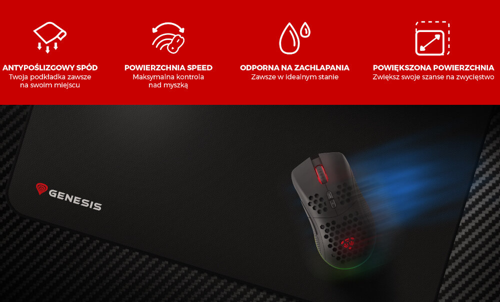 Podkładka GENESIS Carbon 500 XL Logo wymiary stylistyka wytrzymałość