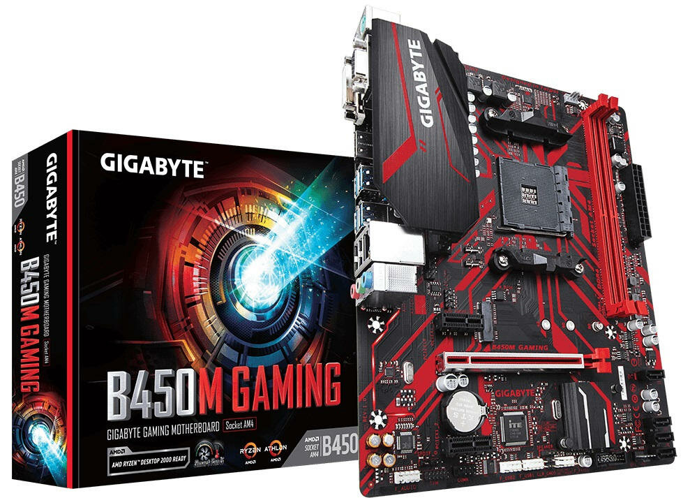 Płyta główna Gigabyte B450M GAMING - wyglad ogolny opakowanie dobra jakosc chipset Z490