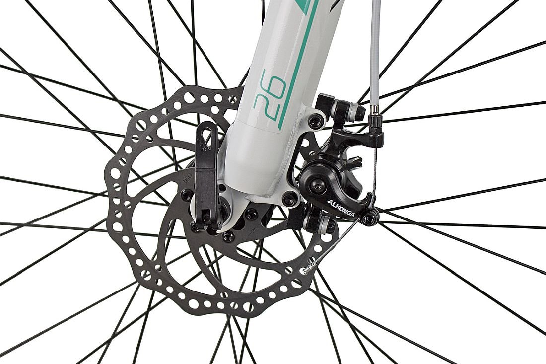 Rower MTB INDIANA X-Pulser 2.6 D17 Miętowo-biały - hamulec