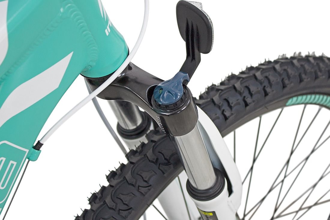Rower MTB INDIANA X-Pulser 2.6 D17 Miętowo-biały - Amortyzator