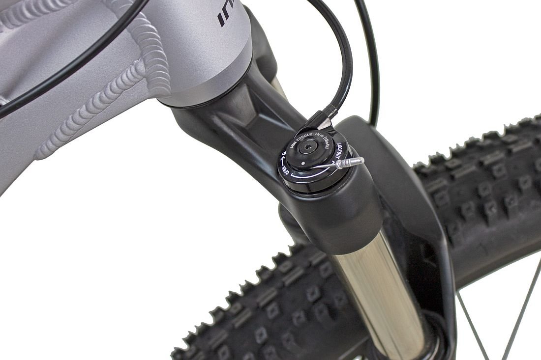 Rower MTB INDIANA X-Enduro 7.7 M21 Szaro-niebieski - Amortyzator