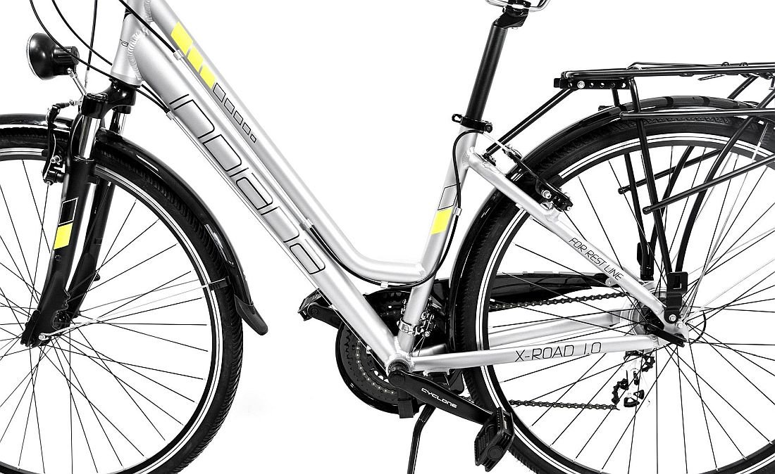 Rower INDIANA X-Road 1.0 D17 Srebrno-żółty  - Rama