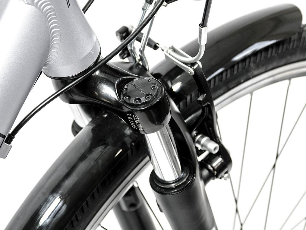 Rower INDIANA X-Road 1.0 D17 Srebrno-żółty  - Amortyzator