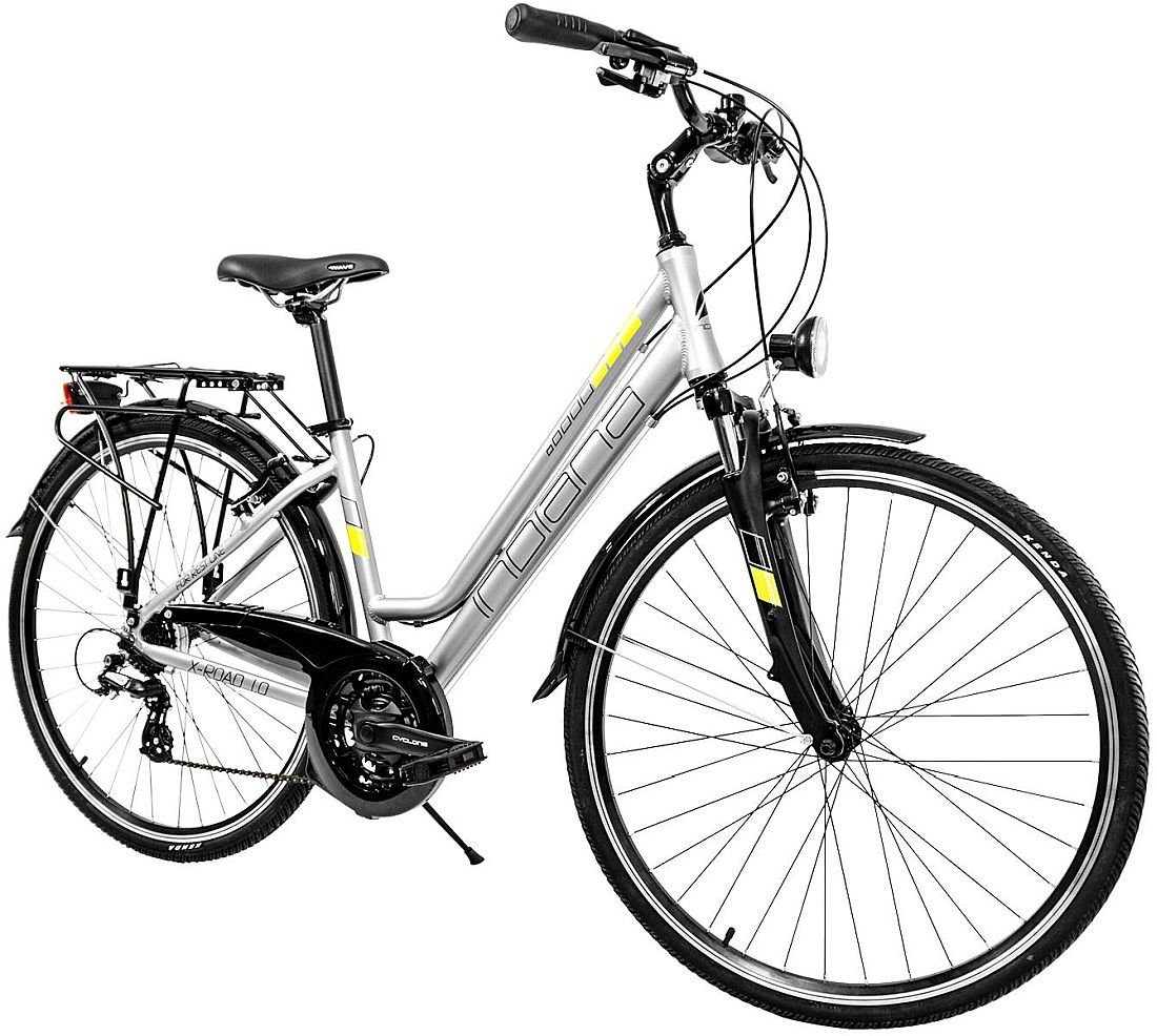 Rower INDIANA X-Road 1.0 D17 Srebrno-żółty  - Gwarancja na rame