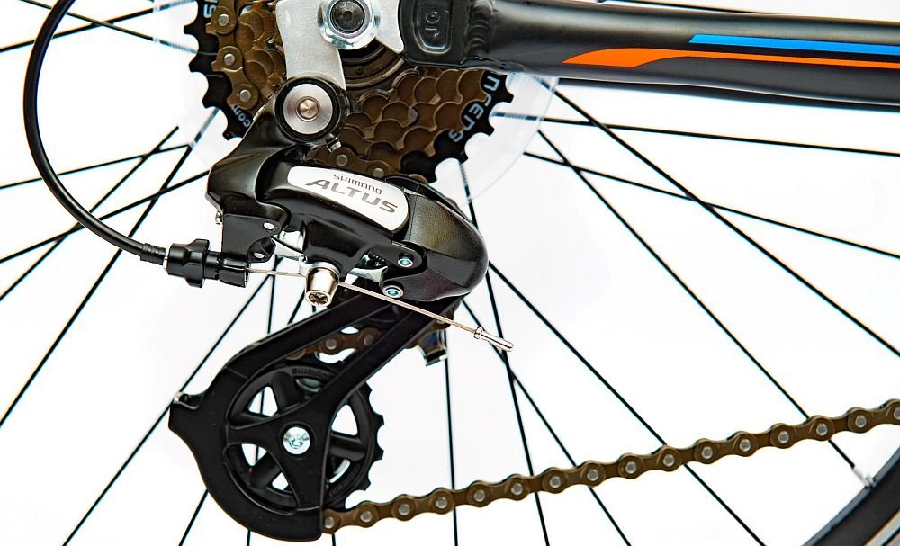 Rower junior INDIANA X-Pulser 2.4 Czarno-pomarańczowy  - Przerzutki