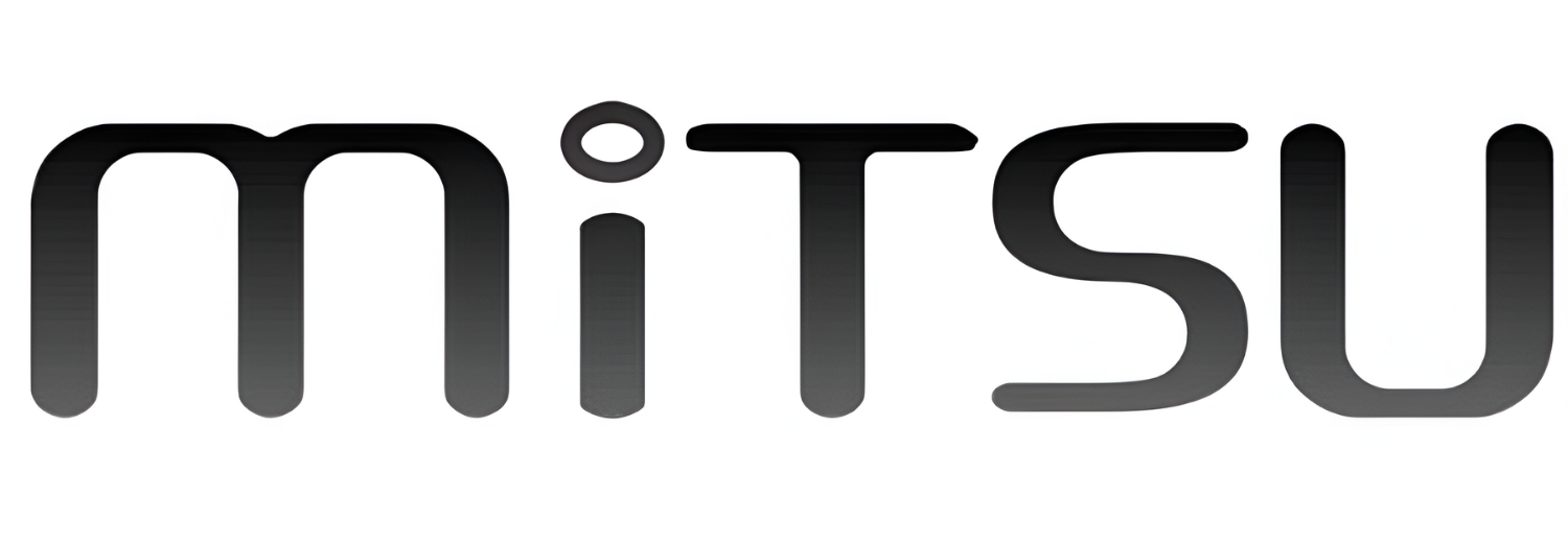 Logo z napisem \'Mitsu\' w czarnym kolorze na białym tle.