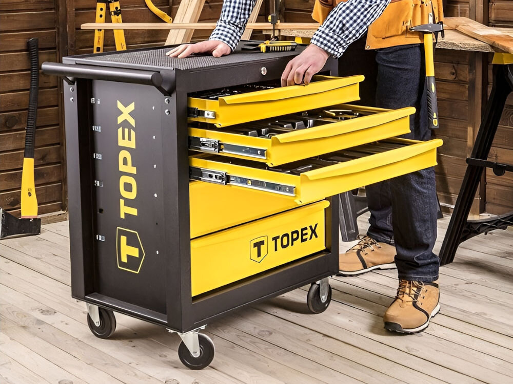 Szafka warsztatowa Topex 79R501 5 szuflad prowadnice kulkowe blat gumowy