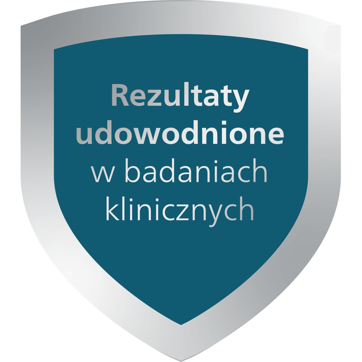 Obraz przedstawia tarczę z napisem \'Rezultaty udowodnione w badaniach klinicznych\'.