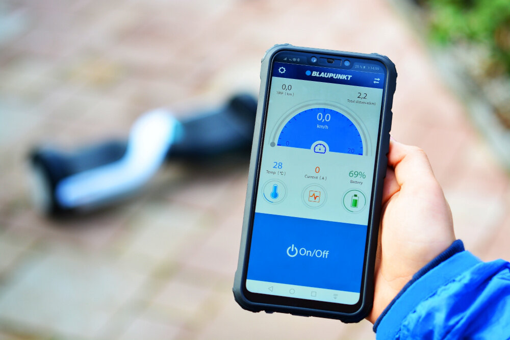 Deskorolka elektryczna hoverboard BLAUPUNKT EHB506 Zielono-czarny aplikacja mobilna