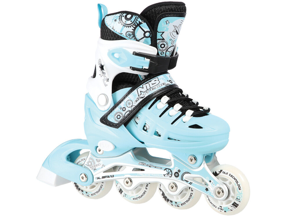 Łyżworolki NILS EXTREME NH10905 NA11010 (rozmiar 39-42) dedykowane najmłodszym rolkarzom wytrzymała skorupa wysokiej jakości kółka i łożyska możliwość regulacji rozmiaru do 31 do 34