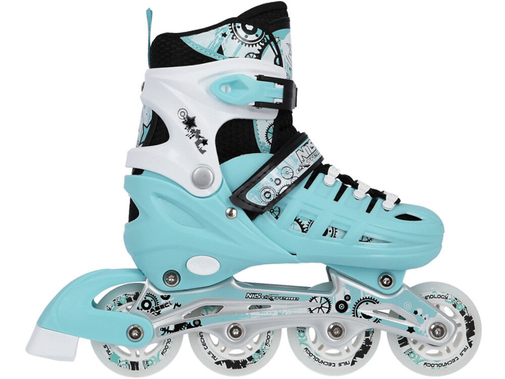 Łyżworolki NILS EXTREME NH10905 NA11010 (rozmiar 39-42) nowoczesne wzornictwo czarno-złoty z miękkiego materiału EVA stali nierdzewnej aluminium