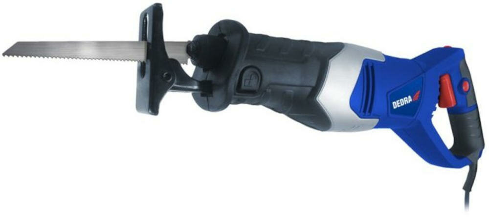 DEDRA-DED7968 piła szablasta akumulatorowa narzędzie prace rozbiórkowe cięcie elementy konstrukcyjne metal drewno tworzywo sztuczne regulacja prędkości brzeszczot blokada włącznik bezpieczeństwo