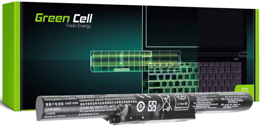 Bateria do laptopa GREENCELL LE116 2200 mAh akumulator zastępuje
dedykowaną baterie zgodność z oryginalnymi akumulatorami produkt oraz jego opakowanie na białym tle