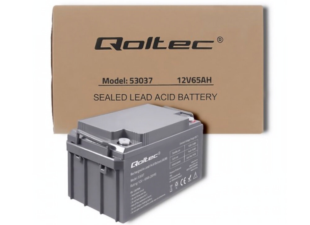 Akumulator QOLTEC 53037 65Ah 12V odporność wstrząsy temperatury