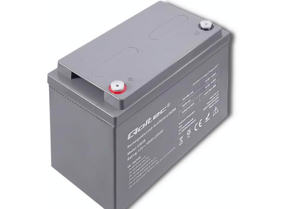 Akumulator QOLTEC 53038 100Ah 12V awaryjne funkcjonalność napięcie wartość