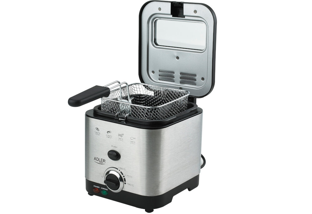 Frytkownica ADLER AD 4911 wygodna pokrywa z okienkiem do podgladu wyposazenie