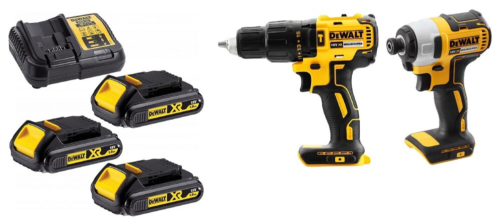 Zestaw Combo DEWALT DCK2060S3T w zestawie wiertarko-wkrętarka DCD778 zakrętarka udarowa DCF787 trzy akumulatory walizka transportowa ładowarka instrukcja obsługi w języku polskim karta gwarancyjna