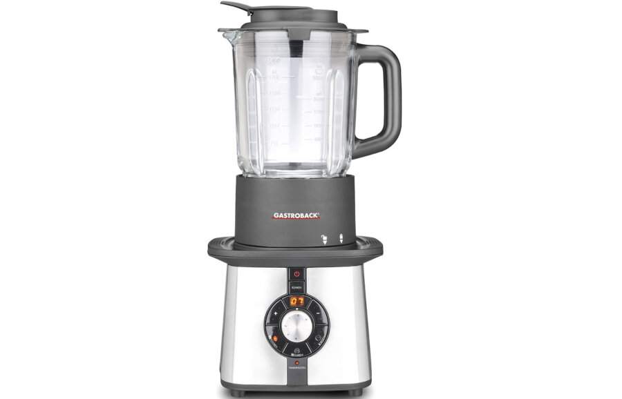 Blender kielichowy GASTOBACK 41020 (Gotujący) mozliwosci moc 1200 W funkcja utrzymywania ciepla zegar LED precyzyjne ustawienia czasu plyta grzejna z powloka nieprzywierajaca gotowanie