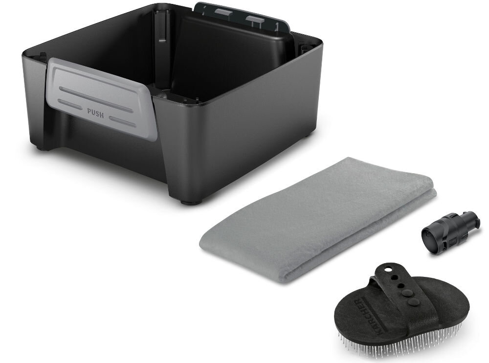 Zestaw do czyszczenia zwierząt KARCHER Pet Box 2.643-859.0 skrzynka na akcesoria szczotka do mycia zwierząt ręcznik dla zwierząt dysza ze strumieniem stożkowym dokumentacja