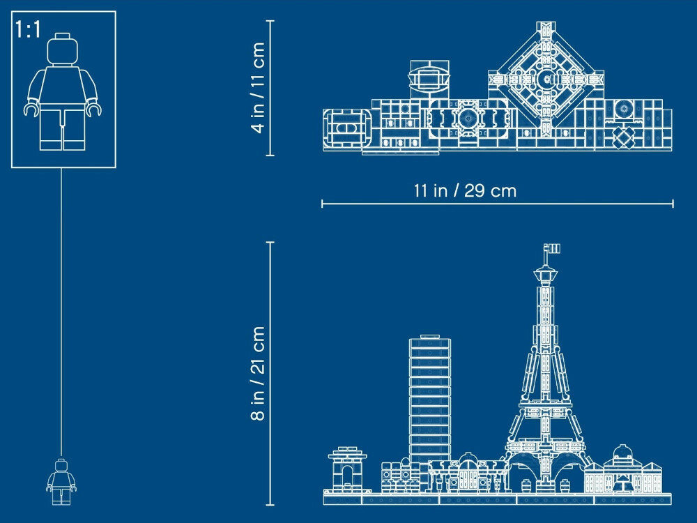 LEGO Architecture Paryż 21044 proporcje kolory