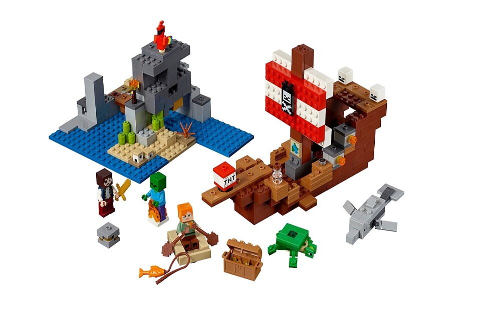 LEGO Minecraft Przygoda na statku pirackim 21152 kreatywna zabawa klocki figurki dostępne zwierzątka