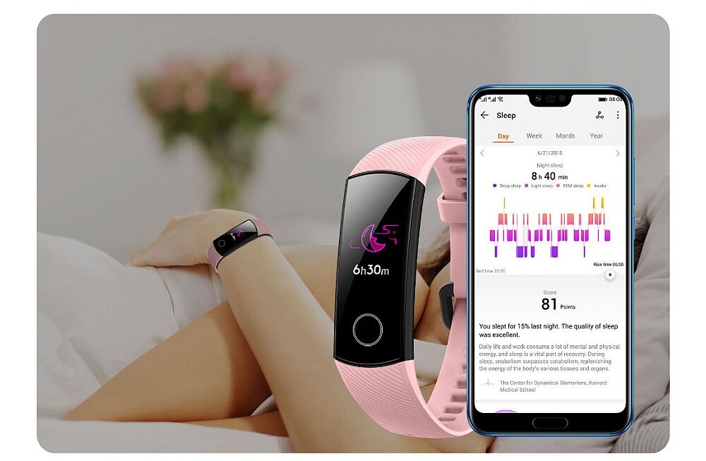 Smartband HONOR Band 4 sen monitor