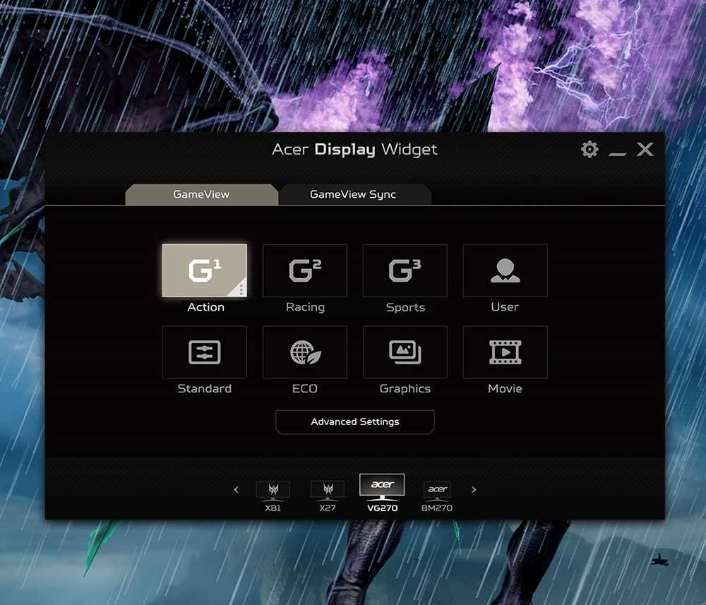 Monitor ACER Nitro VG270UP - Display Widget