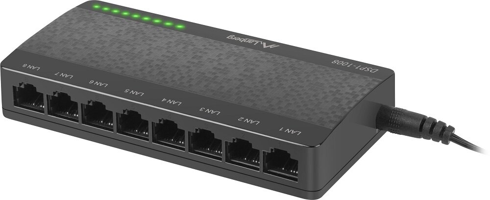 Switch LANBERG DSP1-1008 - parametry fizyczne waga rozmiar diody LED