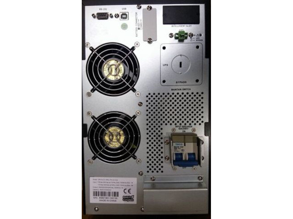 Zasilacz UPS ORVALDI VT6K złącz porty wyświetlacz komunikacja wtyki informacje komunikaty