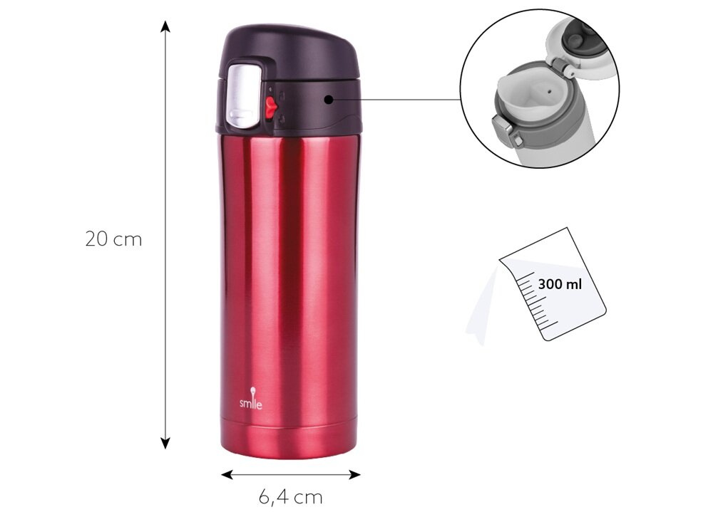 Termos SMILE STT-1-3 Czerwony 300 ml poręczny, odpowiedni rozmiar, minimalistyczna forma, do każdego stylu
