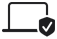 Ikona przedstawia czarny kontur laptopa z tarczą i haczykiem, symbolizującą bezpieczeństwo.
