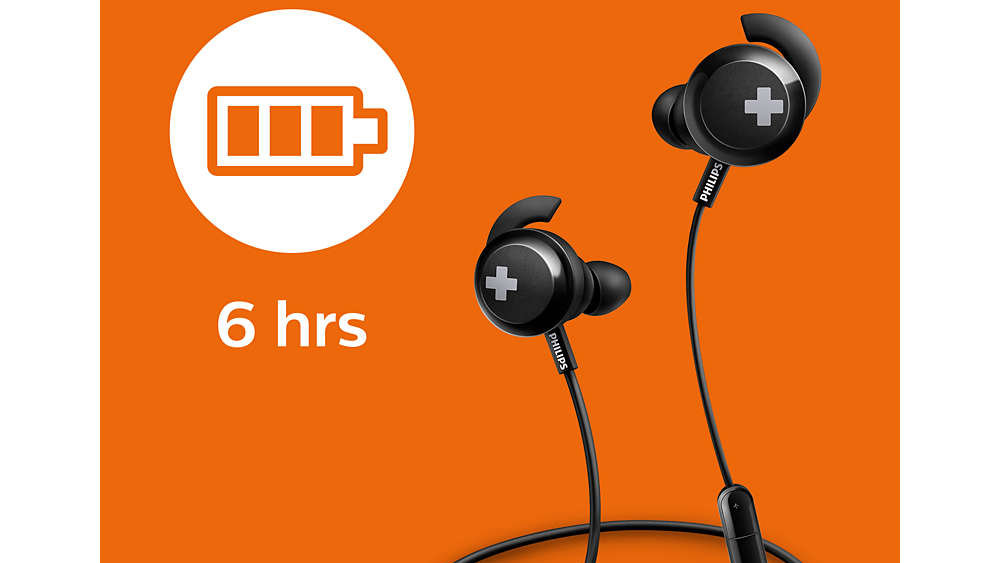 Słuchawki Dokanałowe PHILIPS SHB4305BK Czarne - Bateria