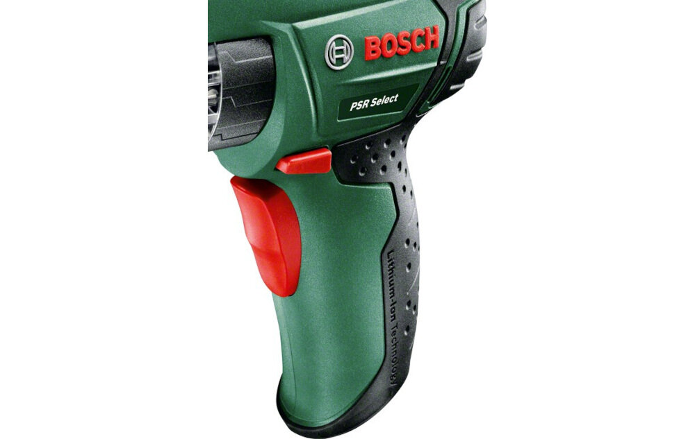 Wkrętarka BOSCH PSR Select funkcja Bosch EasySelect zintegrowany magazynek z 12 standardowymi końcówkami podświetlenie wziernika