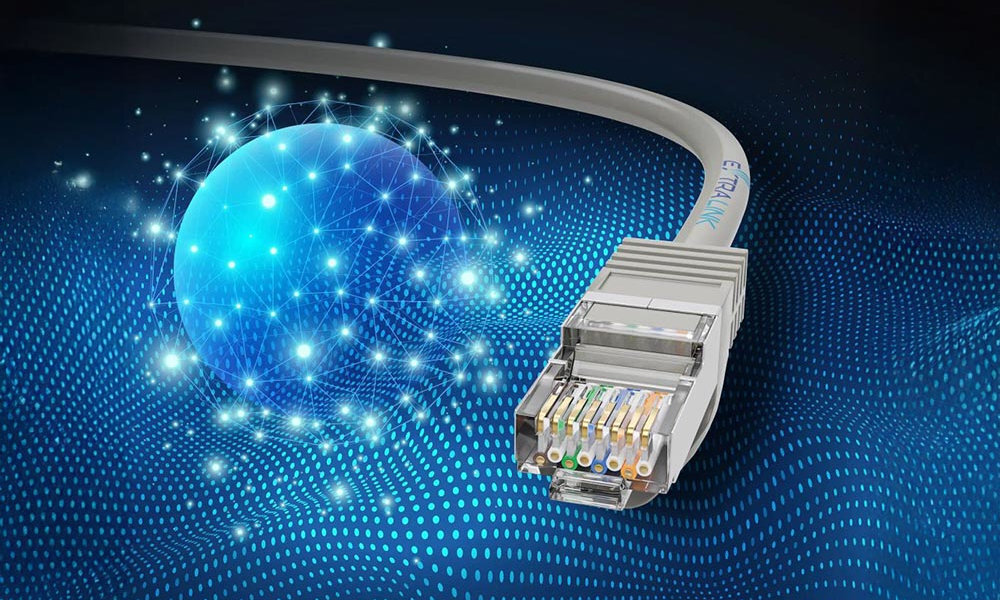 EXTRALINK Kabel RJ-45/RJ-45 - kabel na niebieskim tle