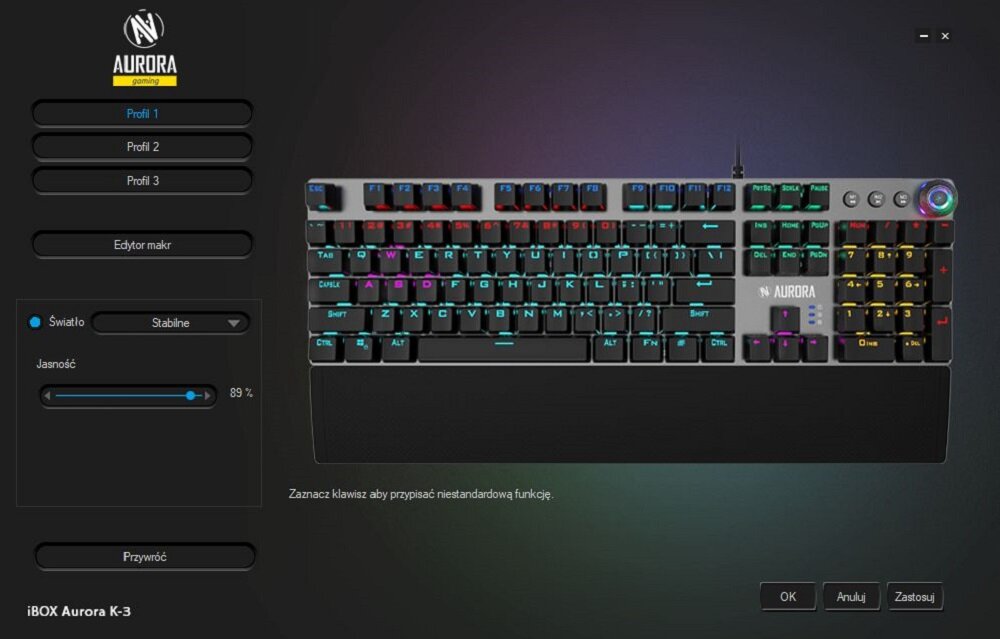 Klawiatura IBOX Aurora K-3 (IKGMK3) - podswietlenie