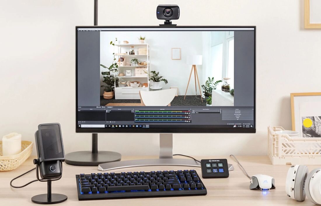 Panel Elgato Stream Deck z sześcioma podświetlanymi przyciskami stoi na białym tle jako kompaktowe urządzenie do sterowania - Makro zamiast klikania 