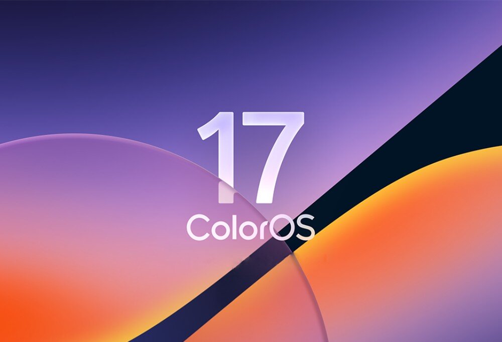 Smartfon OPPO Find X10 Pro Max Grafika przedstawiająca napis '17 ColorOS' na tle abstrakcyjnych, zaokrąglonych kształtów