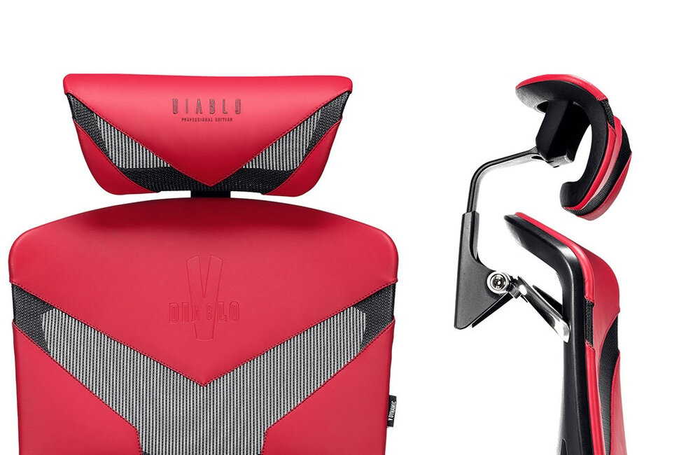 Fotel DIABLO CHAIRS V-Dynamic Karmazynowy wykończenie przewiewny materiał wstawki