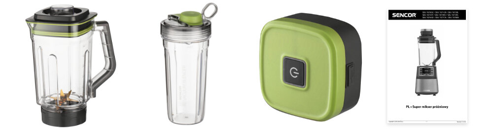 Blender kielichowy SENCOR SBU 7870GG (Sportowy/Próżniowy) + 2 bidony w komplecie zestaw akcesoria komplet wyposażenie