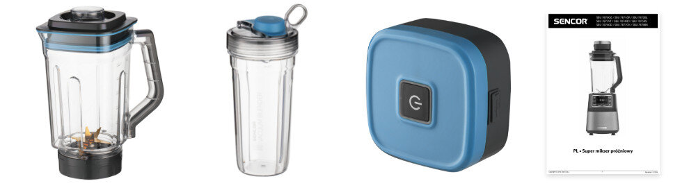 Blender kielichowy SENCOR SBU 7872BL (Sportowy/Próżniowy) + 2 bidony w komplecie zestaw akcesoria komplet wyposażenie