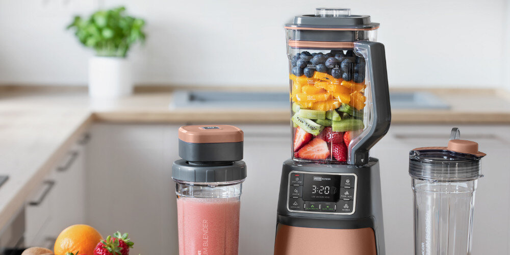 Blender kielichowy SENCOR SBU 7876GD (Sportowy/Próżniowy) + 2 bidony w komplecie wykonanie TRITAN