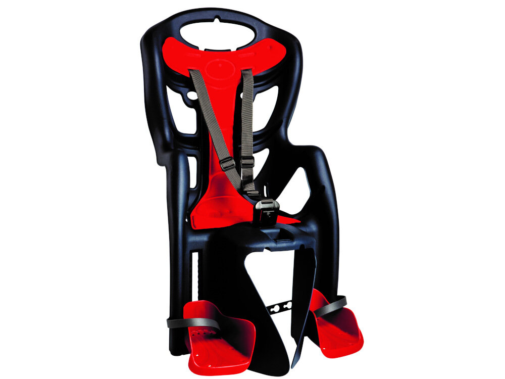 Fotelik rowerowy BELLELLI Pepe Standard Czarno-czerwony bezpieczne przewozenie dziecka komfort wygoda najwyzszy poziom bezpieczenstwa