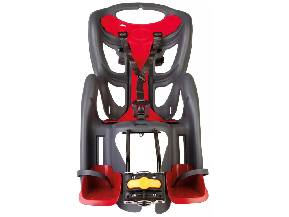 Fotelik rowerowy BELLELLI Pepe Standard Czarno-czerwony solidne trzypunktowe pasy bezpieczenstwa stabilna konstrukcja